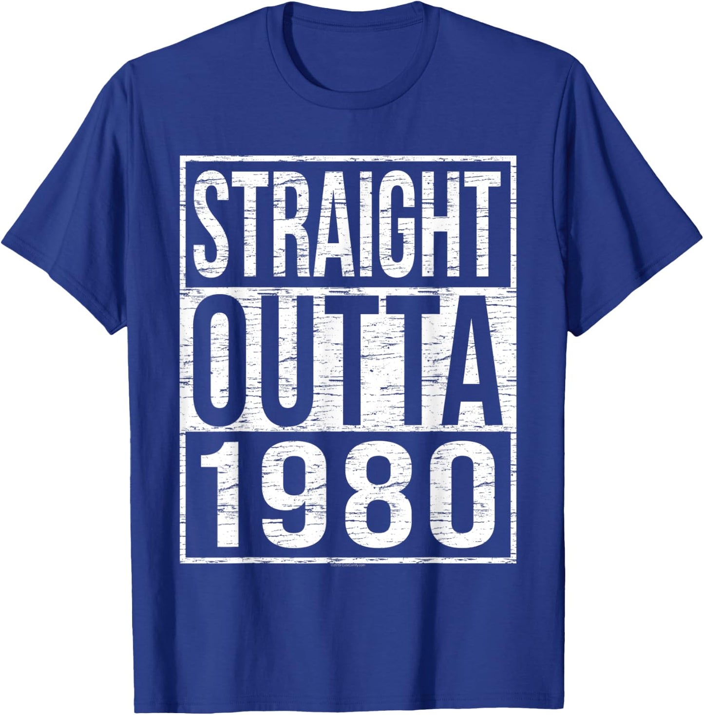 Straight Outta 1980 Funny Rustic Street 80s Birthday Gift T-Shirt - T-Shirt | Royal
