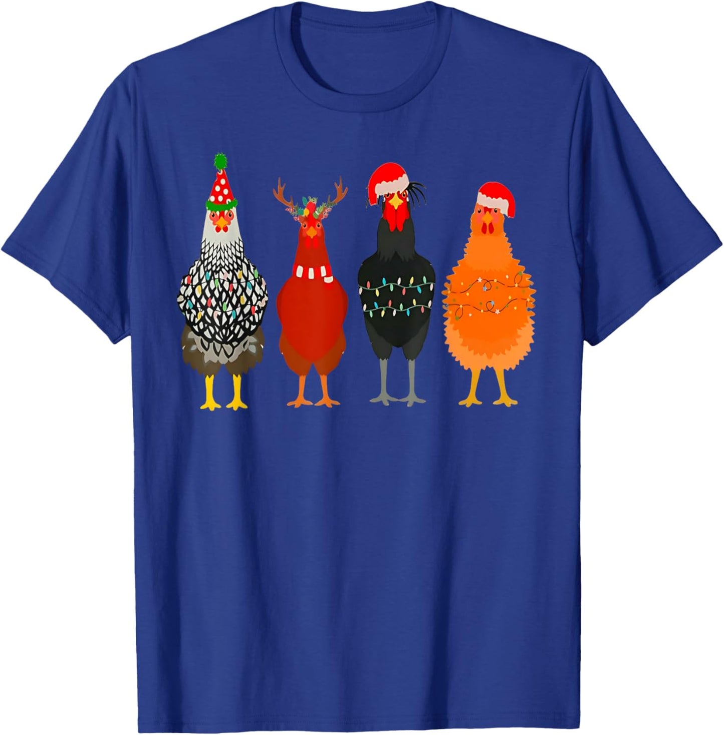 Cute Christmas Chickens Santa Farm Chickens Animals Pajamas T-Shirt - T-Shirt | Royal