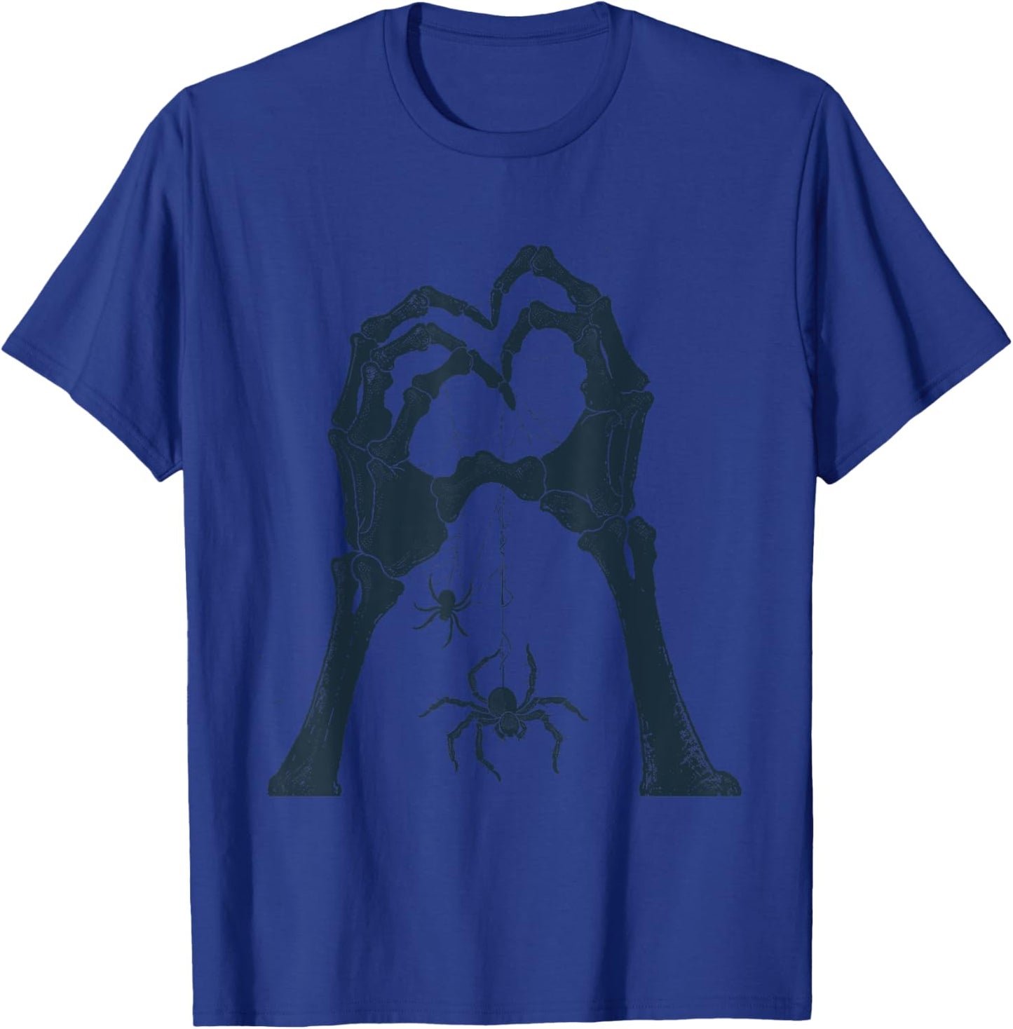 Skeleton Hand Love Shape With Spider Web Scary Season Art T-Shirt - T-Shirt | Royal