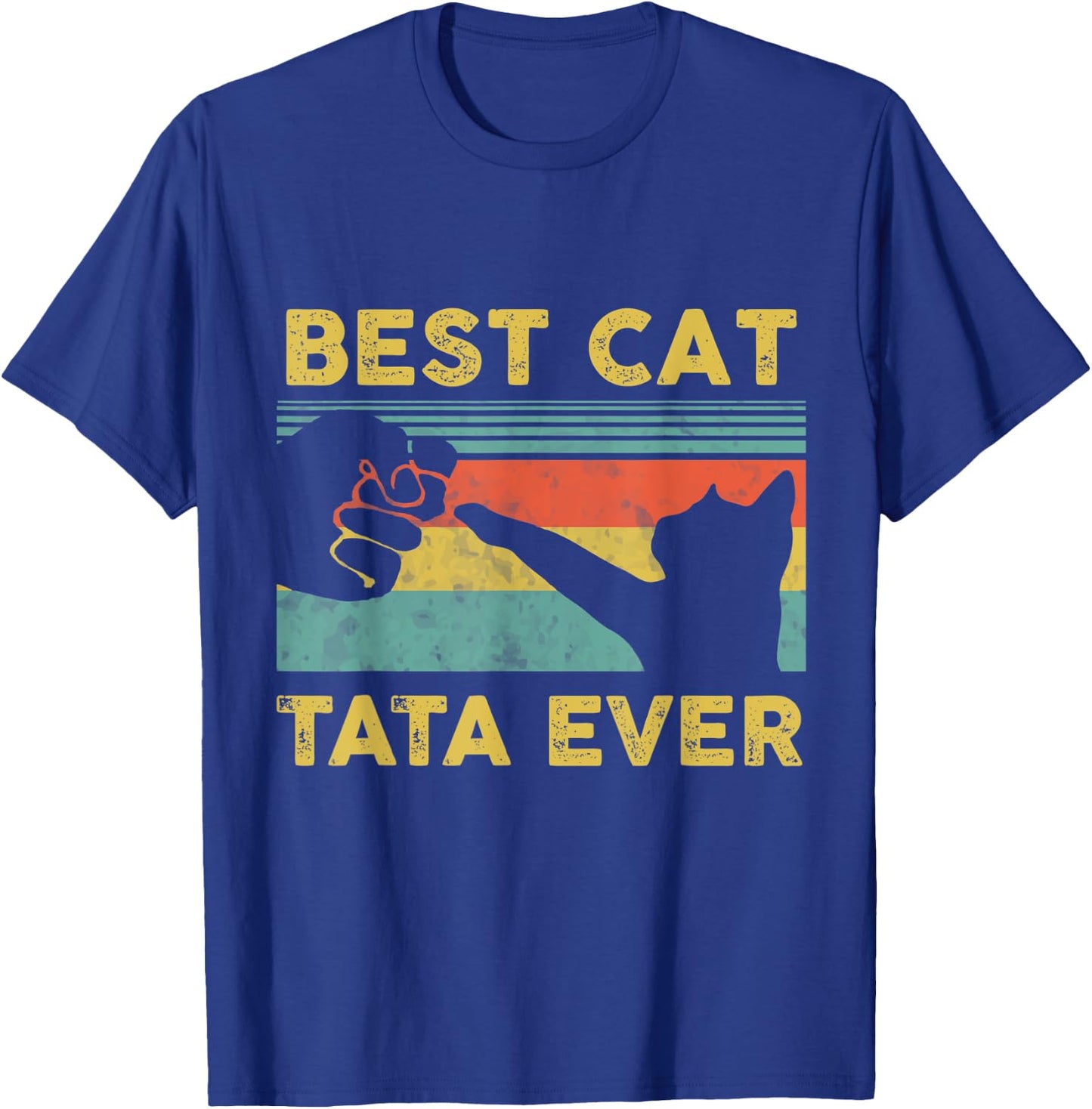 Best Cat Tata Ever Vintage Cats Happy Father's Day T-Shirt - T-Shirt | Royal