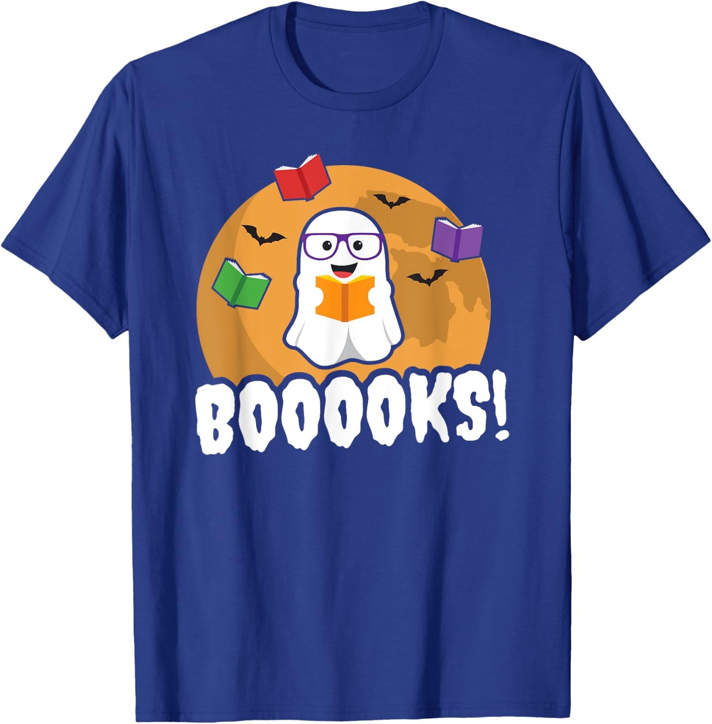 Booooks Ghost T Shirt Boo Read Books Library Funny Gift T-Shirt - T-Shirt | Royal