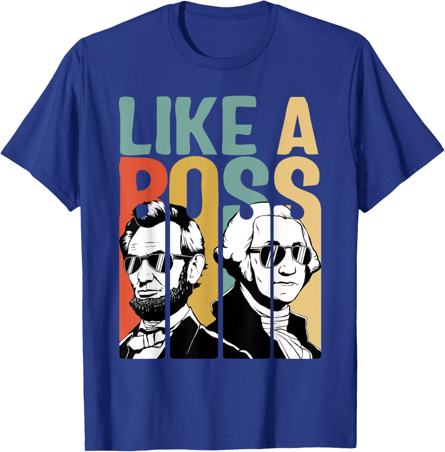 American History Co. Presidents Day Washington Lincoln Abe George - Black, , Short Sleeve, Classic Fit, Small T-Shirt - T-Shirt | Royal