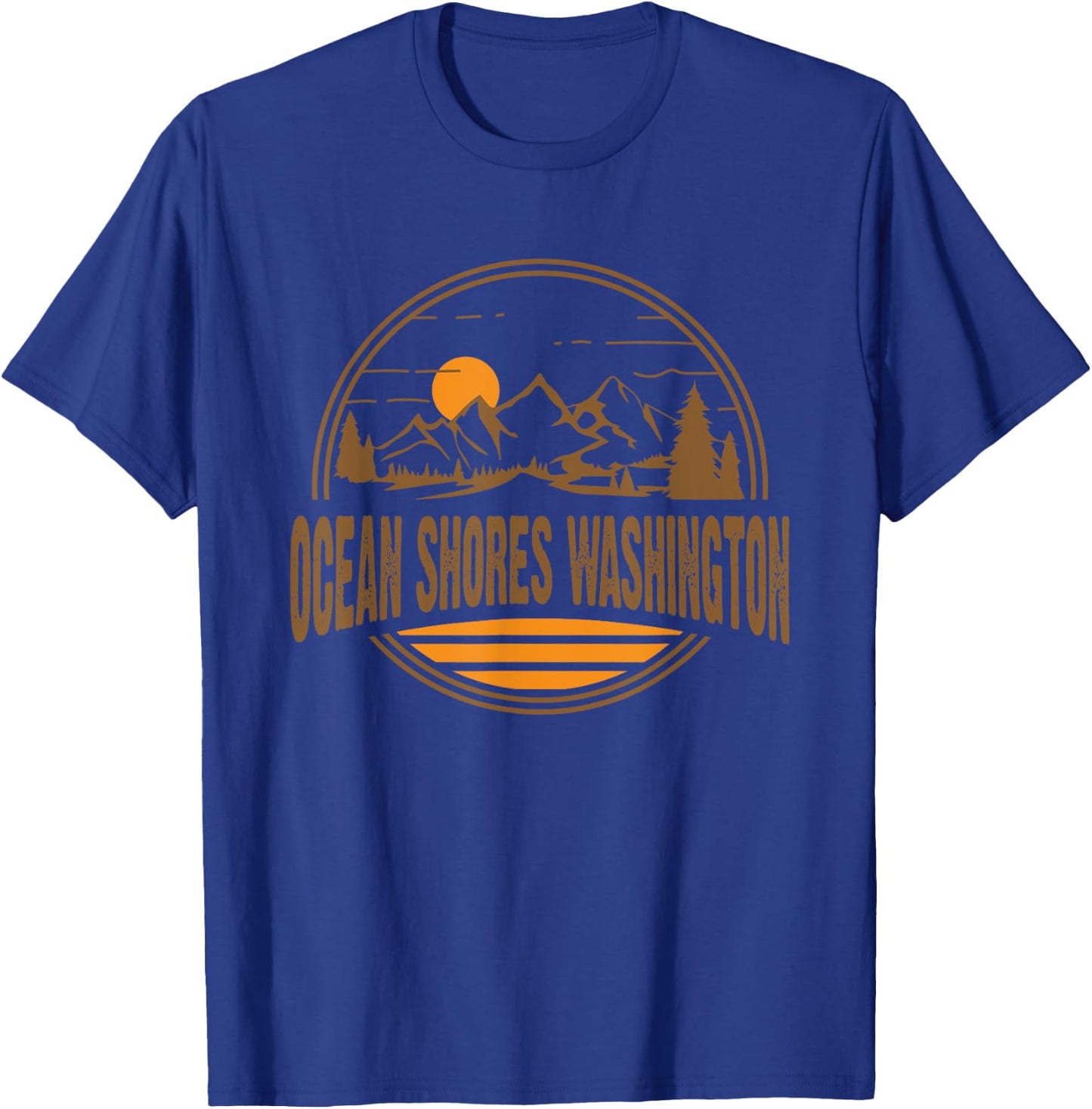 Retro Ocean Shores, Washington State Gift T-Shirt - T-Shirt | Royal