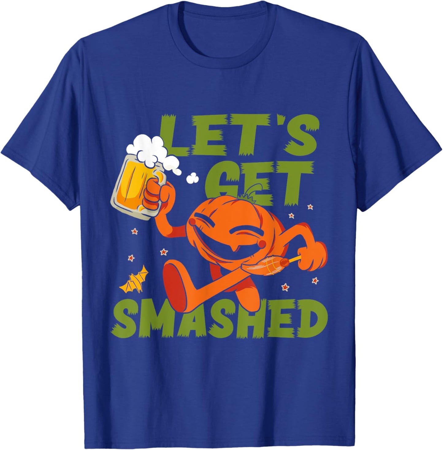 Beer Halloween Let's Get Smashed Halloween Beer Pumpkin T-Shirt - T-Shirt | Royal
