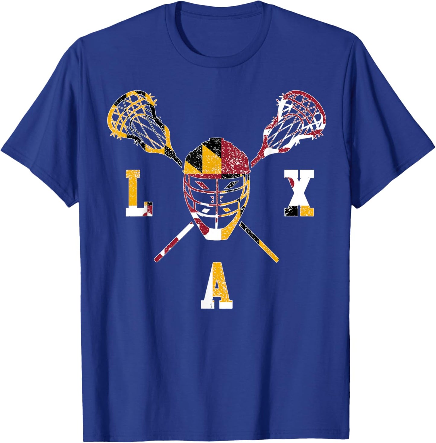 Maryland Lacrosse Lover Maryland Flag Family Vacation T-Shirt - T-Shirt | Royal