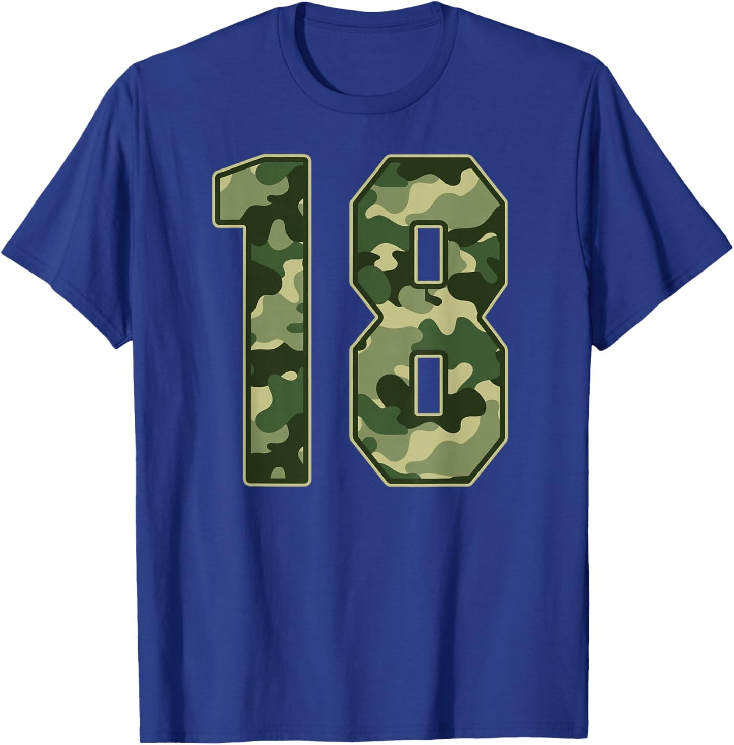 Camo #18 Jersey Number 18 Uniform Fan Favorite Player T-Shirt - T-Shirt | Royal