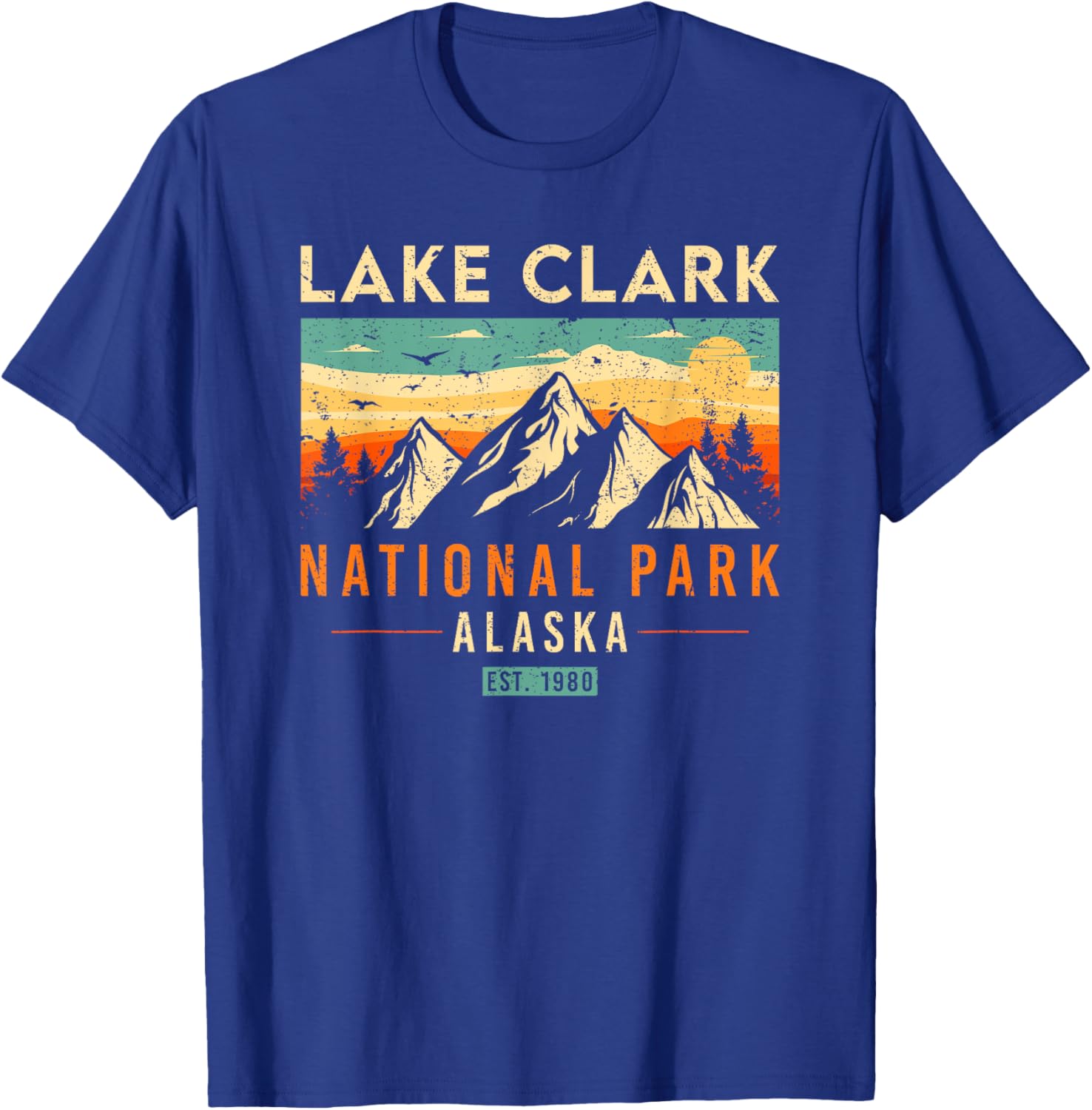 Lake Clark Est 1980 Alaska Vintage Retro National Park T-Shirt - T-Shirt | Royal