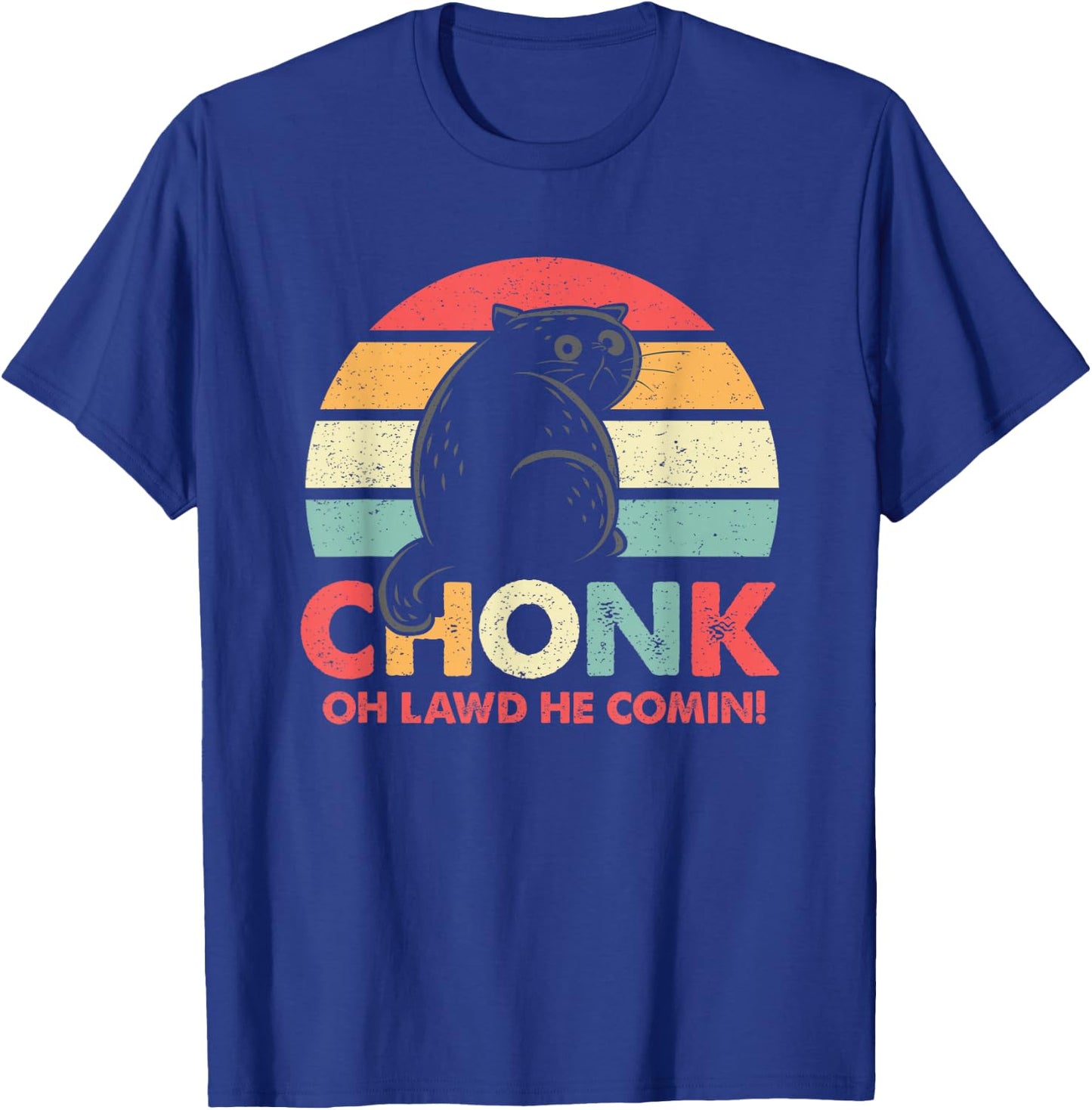 Funny Meme Chonky Cat Scale Retro Style T-Shirt - T-Shirt | Royal