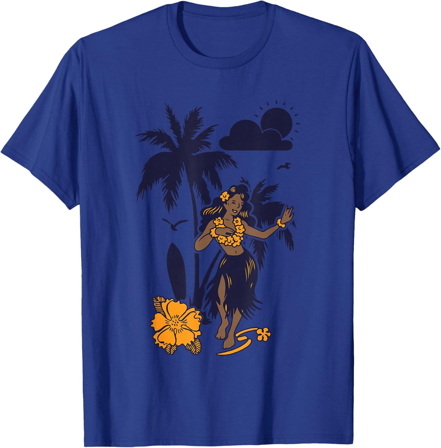 Hula Hawaiian Girl Vintage Graphic T-Shirt - T-Shirt | Royal