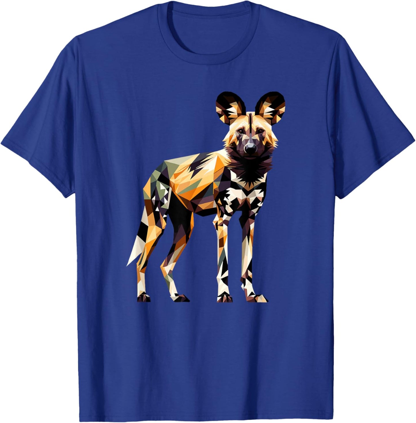 Geometric Art African Wild Dog Painted Dog T-Shirt - T-Shirt | Royal