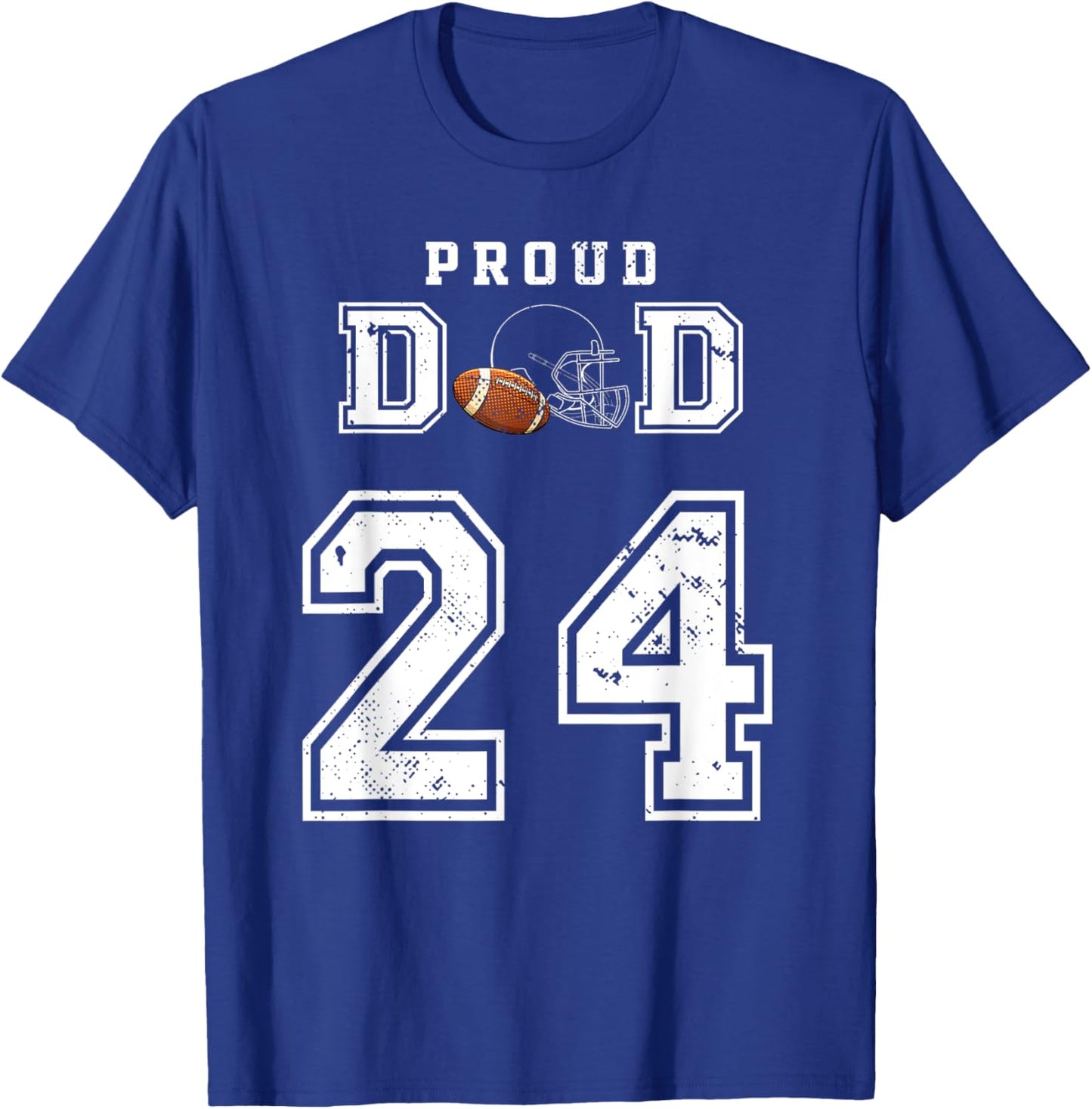 Custom Proud Football Dad Number 24 Personalized T-Shirt - T-Shirt | Royal
