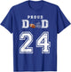 Custom Proud Football Dad Number 24 Personalized T-Shirt - T-Shirt | Royal