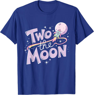 Two The Moon 2nd Birthday Girl Boy 2 Year Old Toddler T-Shirt - T-Shirt | Royal