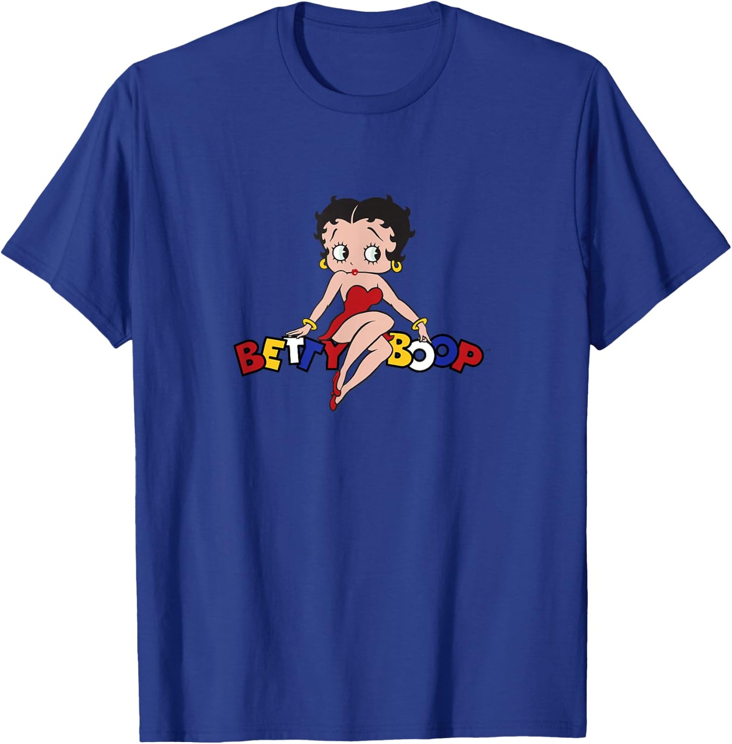 Betty Boop Betty Sitting on Logo Small T-Shirt - T-Shirt | Royal