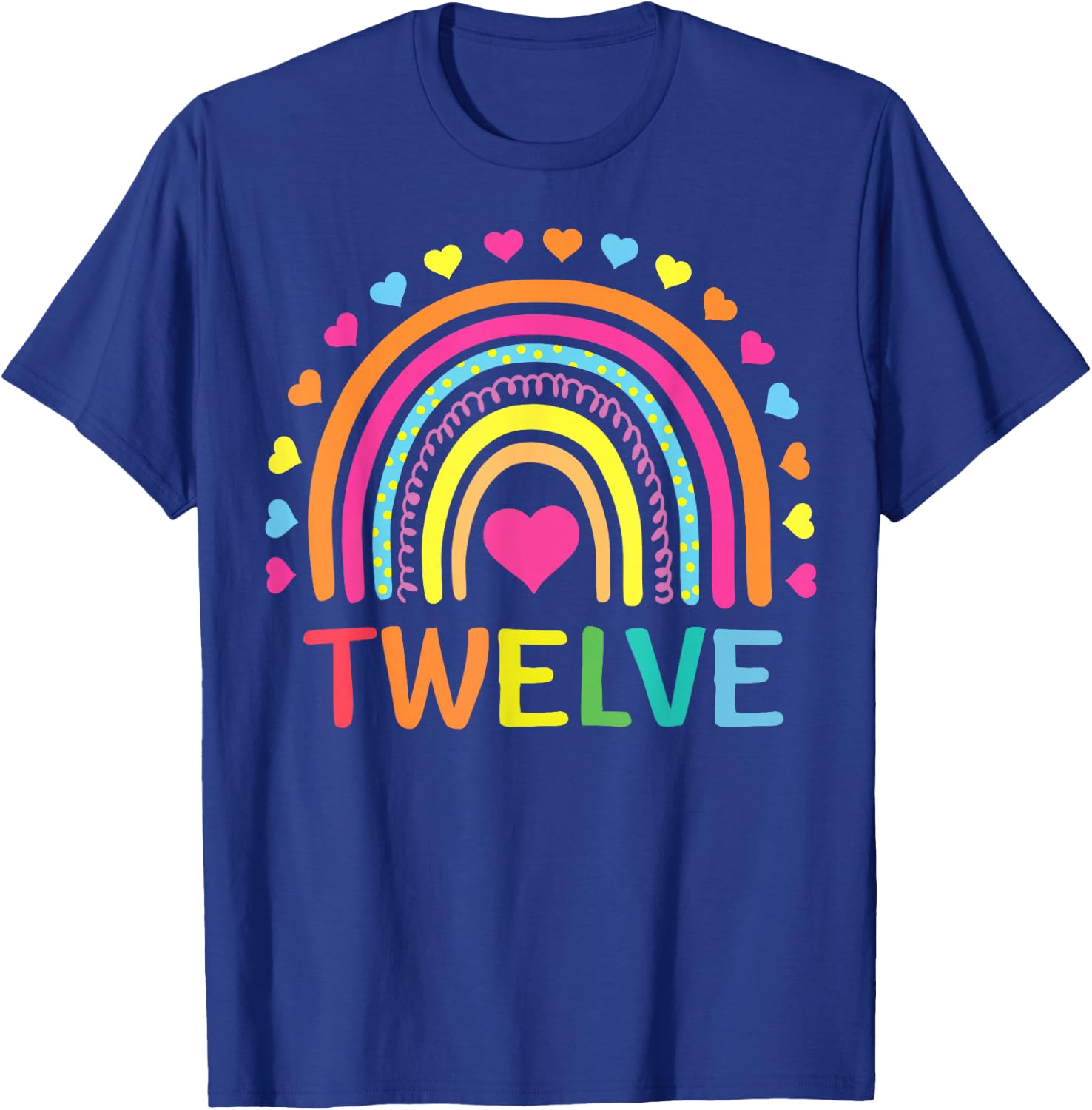 12 Years Old Rainbow 12th Birthday Gift Girls Boys Bday T-Shirt - T-Shirt | Royal