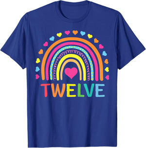 12 Years Old Rainbow 12th Birthday Gift Girls Boys Bday T-Shirt - T-Shirt | Royal
