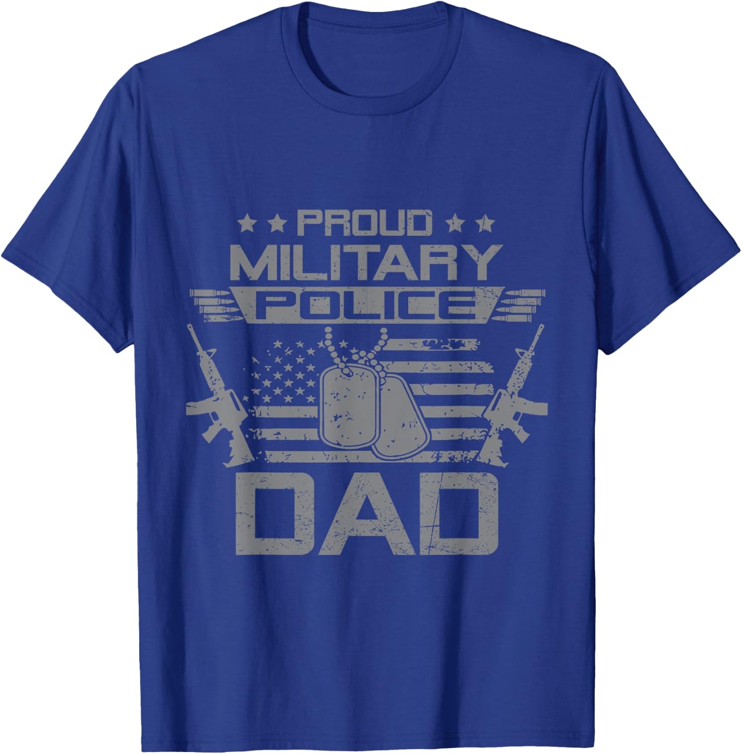 Proud Military Police Dad Flag American US Veteran T-Shirt - T-Shirt | Royal