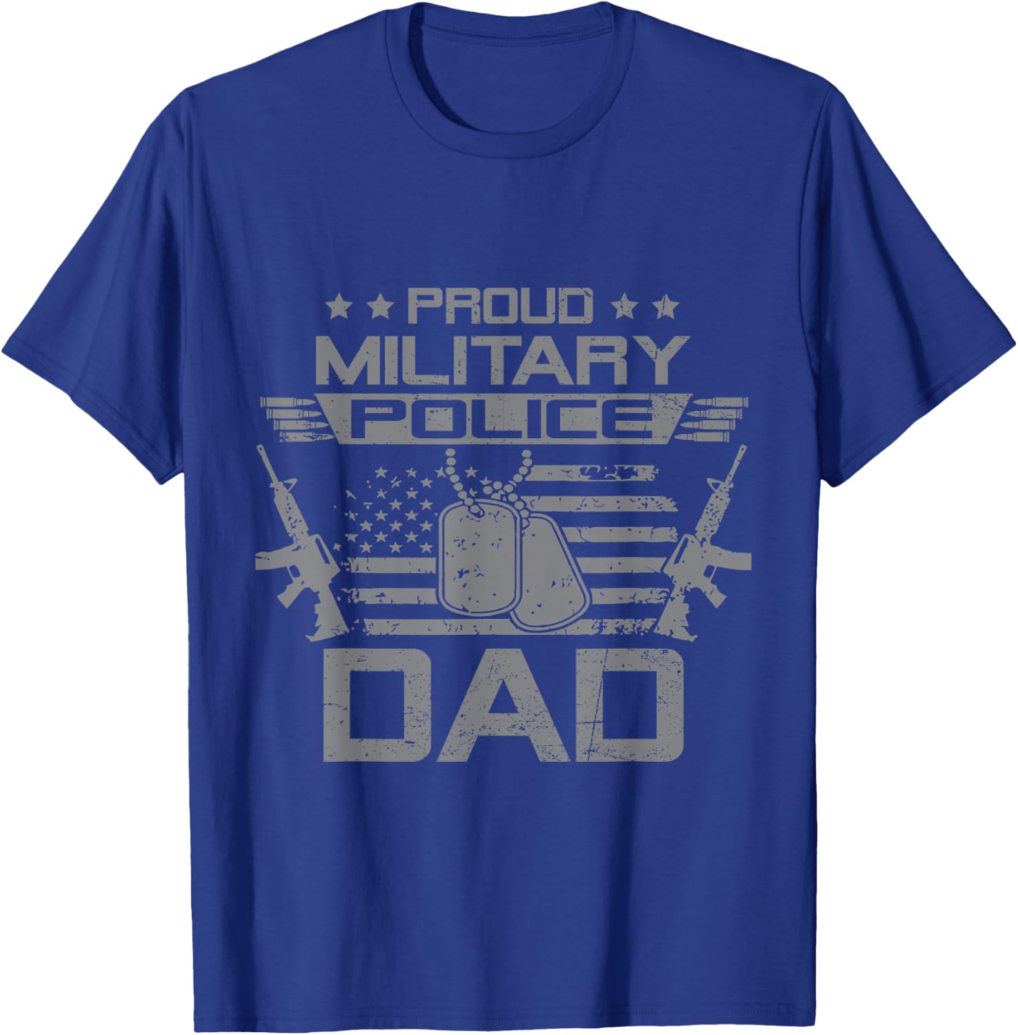 Proud Military Police Dad Flag American US Veteran T-Shirt - T-Shirt | Royal