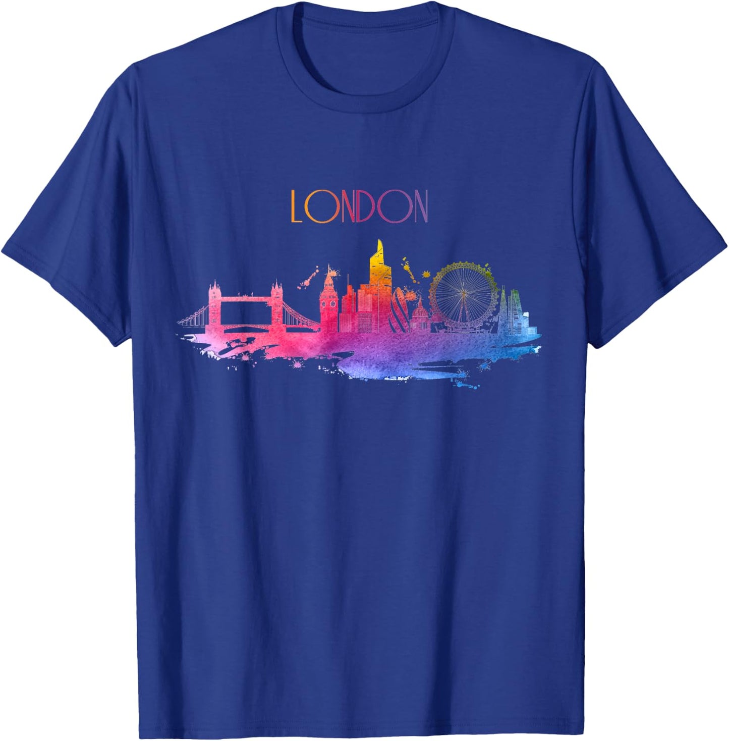 London Skyline Watercolor Art UK England Souvenir Gift T-Shirt - T-Shirt | Royal