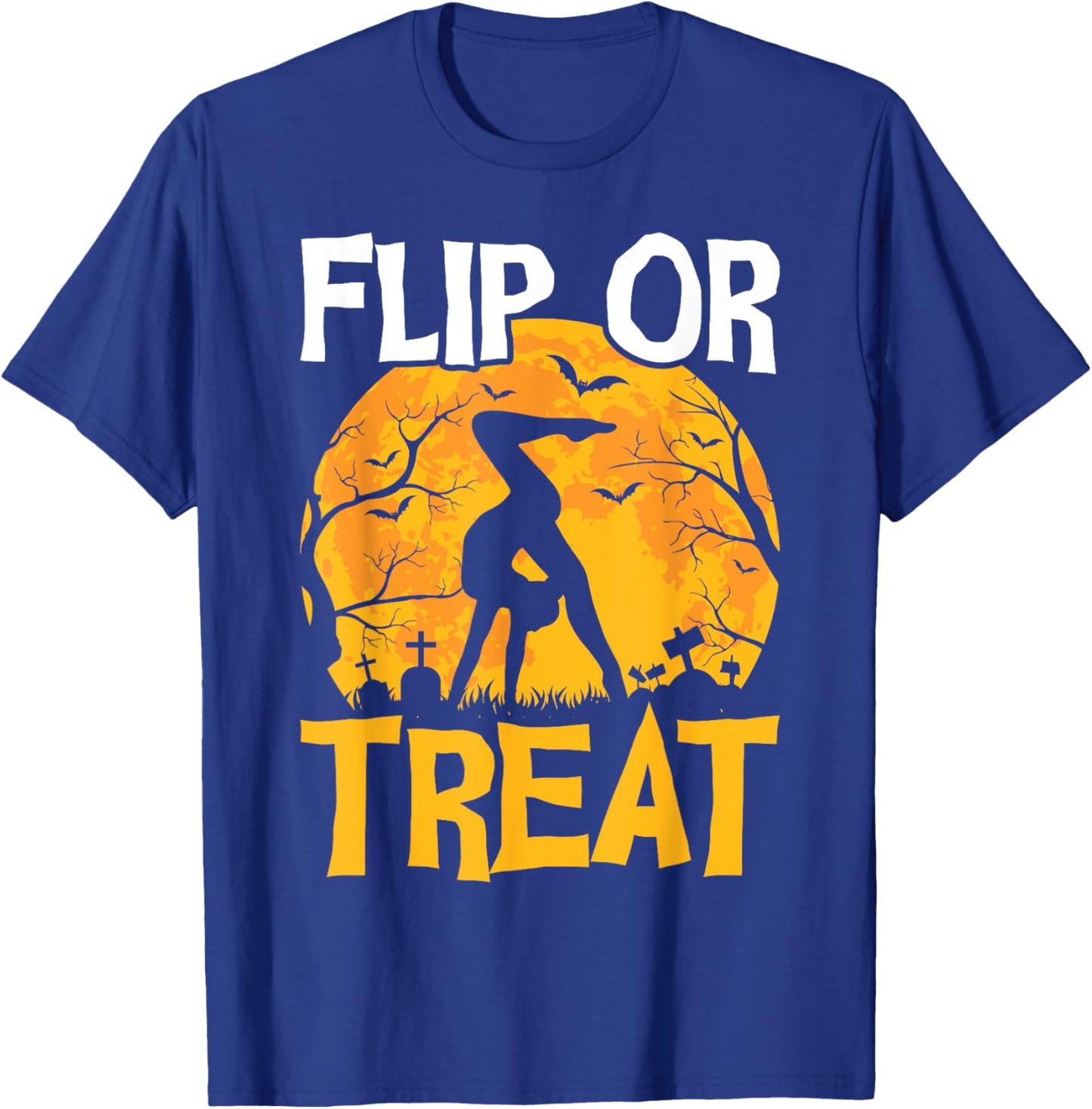 Gymnastics Halloween Flip or Treat Halloween Gymnastics T-Shirt - T-Shirt | Royal
