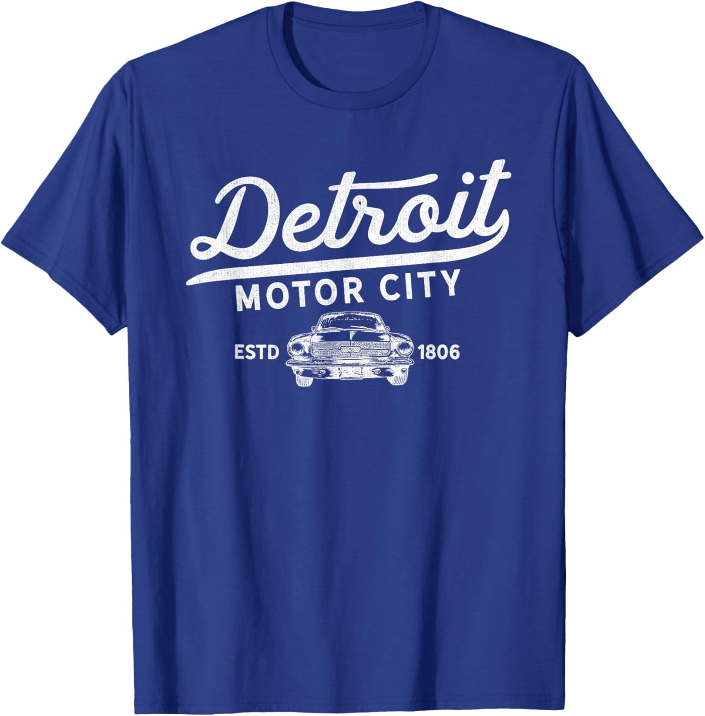 Motor City Muscle Car Detroit Novelty T-Shirt - T-Shirt | Royal