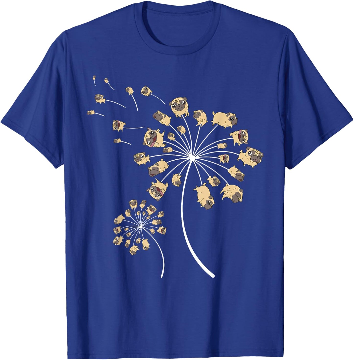 Funny Pug Gift Women Cool Flower Dog Dandelion Lover T-Shirt - T-Shirt | Royal