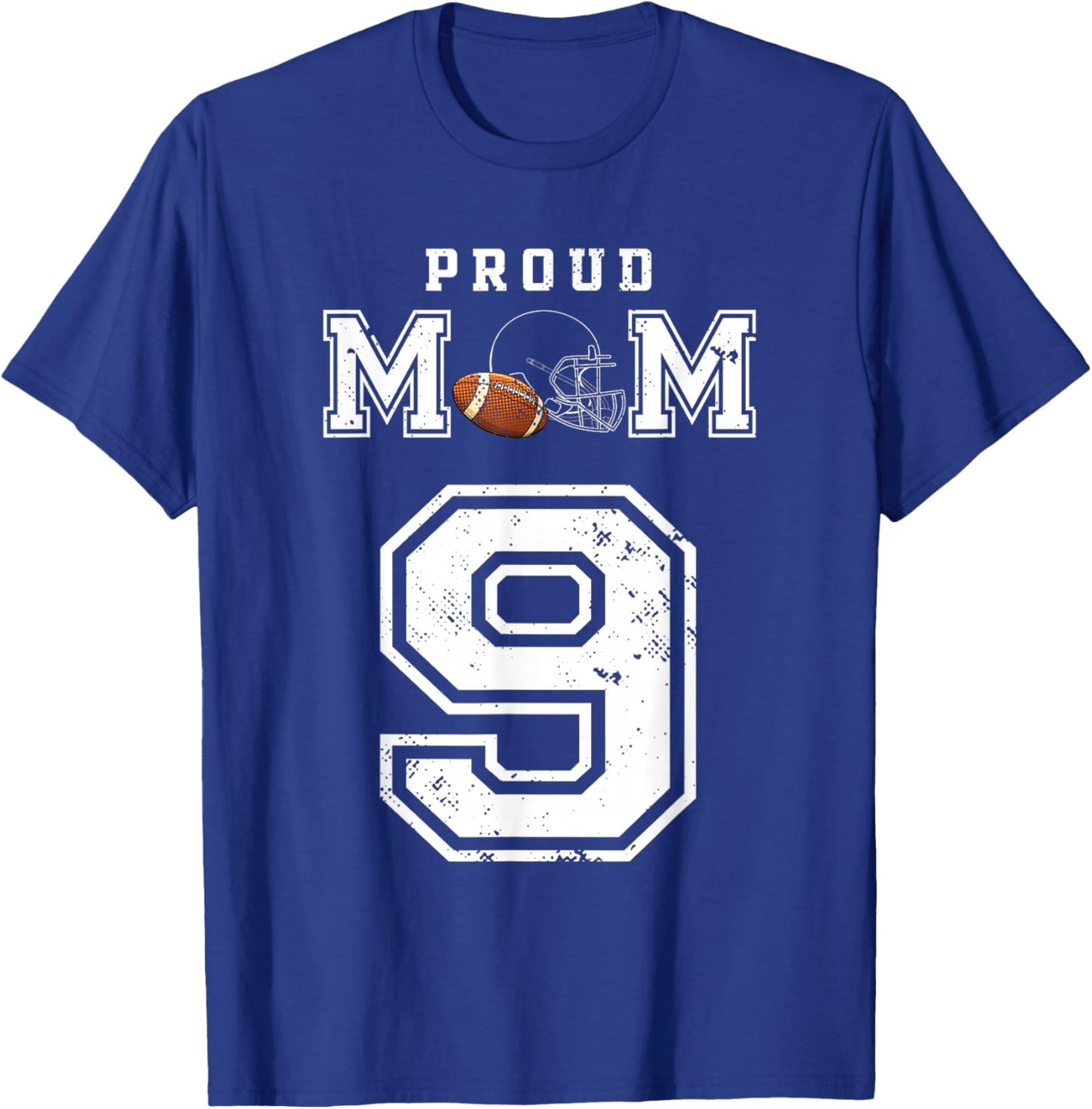 Custom Proud Football Mom Number 9 Personalized T-Shirt - T-Shirt | Royal