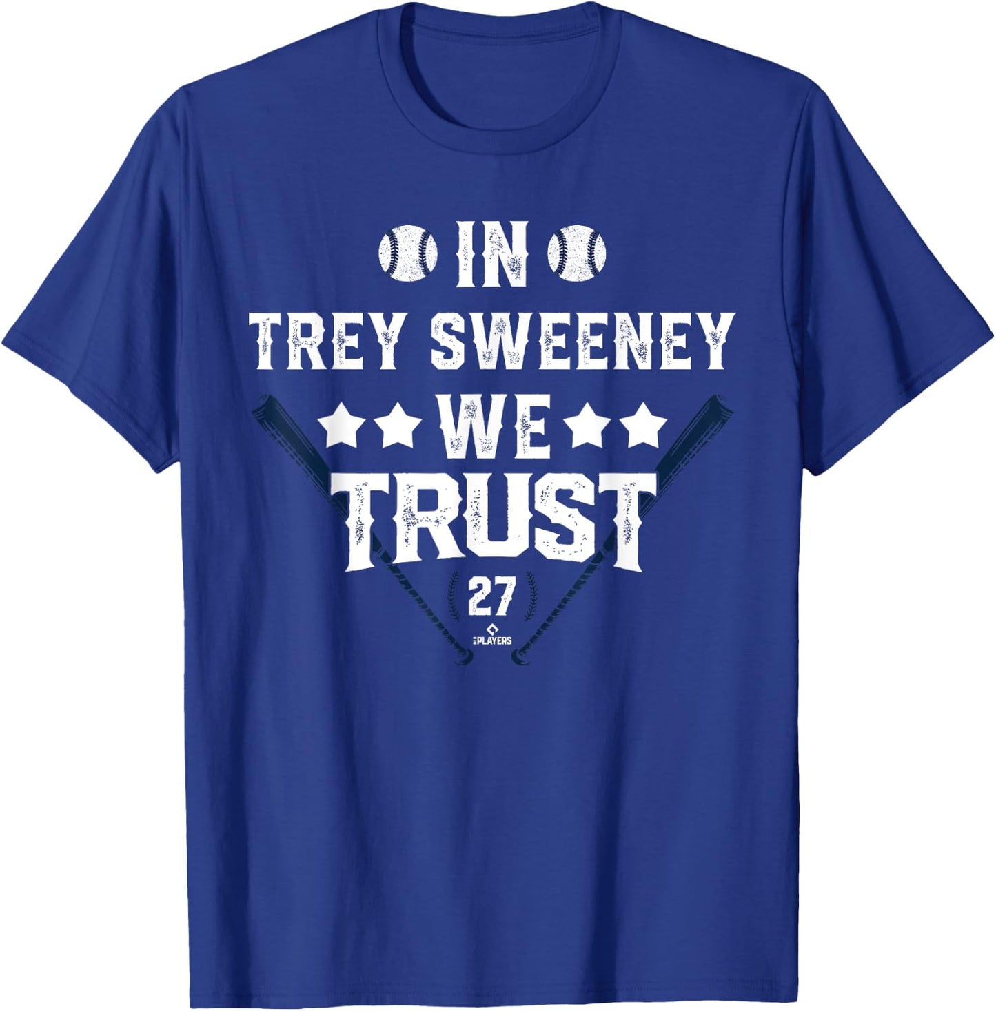 We Trust in Trey Sweeney Detroit Baseball MLBPA T-Shirt - T-Shirt | Royal
