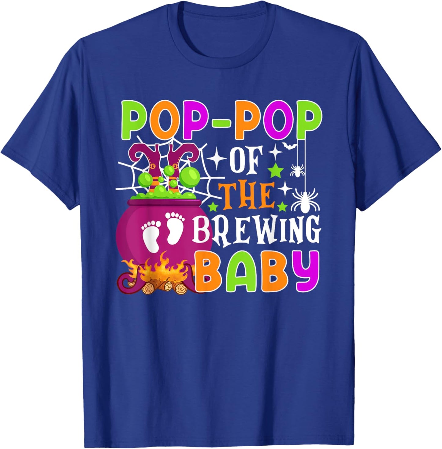 Pop-Pop of Brewing Baby Halloween Theme Baby Shower Spooky T-Shirt - T-Shirt | Royal