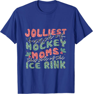 Jolliest Bunch Of Mom In The Ice Rink, Hockey Mom Christmas T-Shirt - T-Shirt | Royal