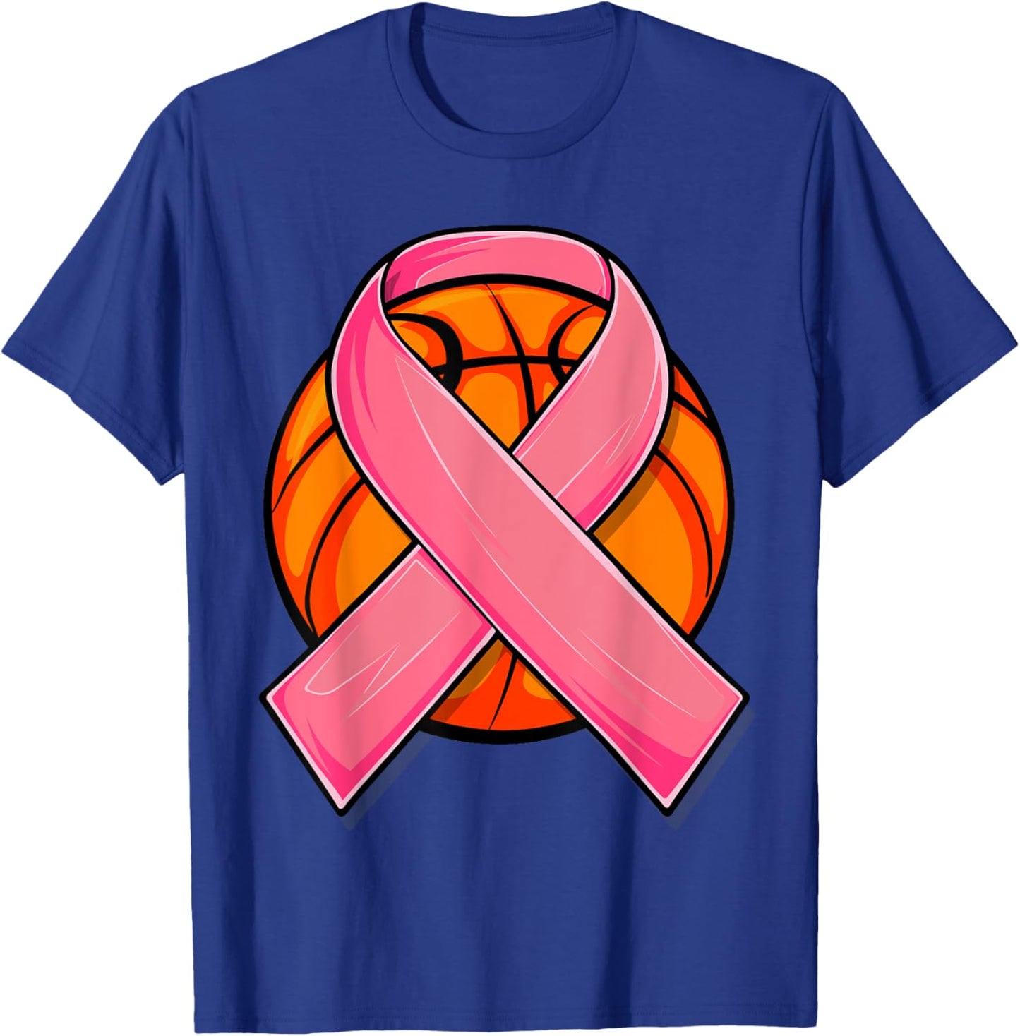 Breast Cancer Awareness Basketball Shirt Pink Cancer Support T-Shirt - T-Shirt | Royal