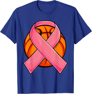 Breast Cancer Awareness Basketball Shirt Pink Cancer Support T-Shirt - T-Shirt | Royal