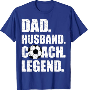 Dad Husband Coach Legend Father Papa Daddy Soccer Coach T-Shirt - T-Shirt | Royal