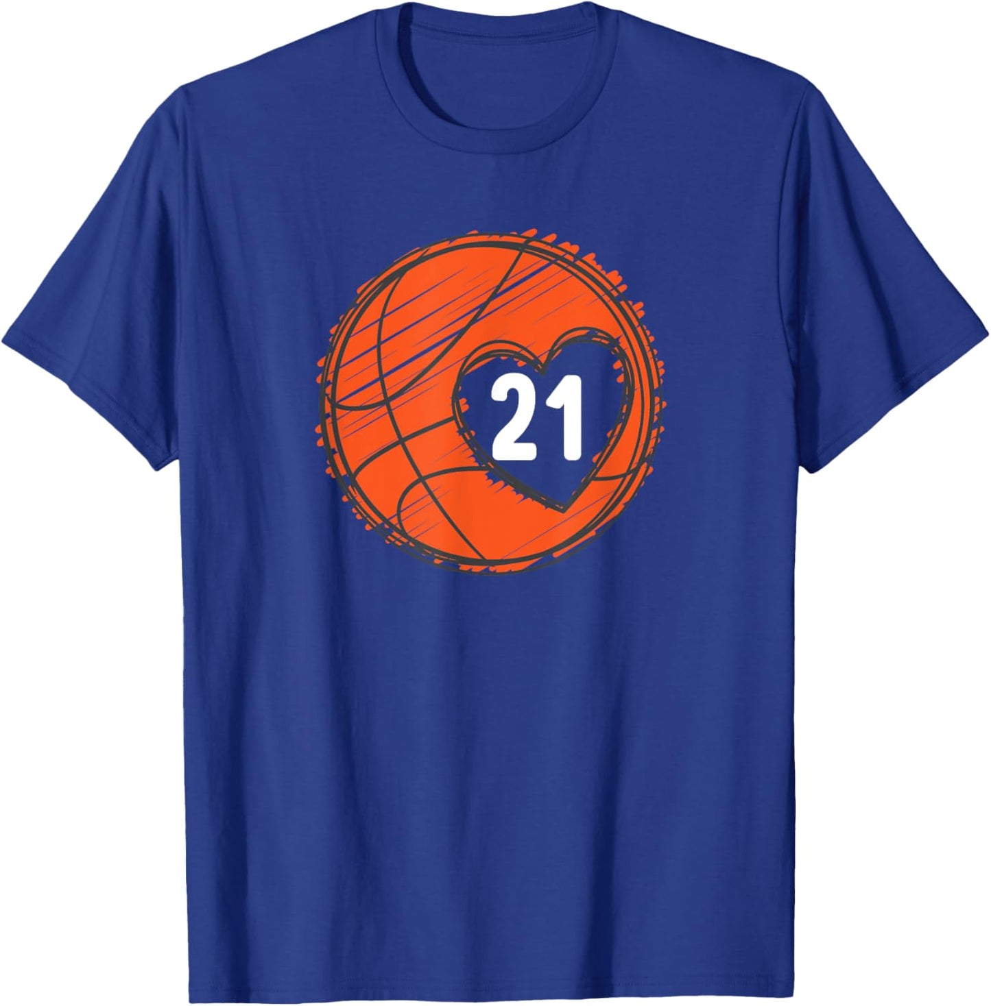#21 Number 21 - Basketball Graphic Saying Ball Bball Cute T-Shirt - T-Shirt | Royal