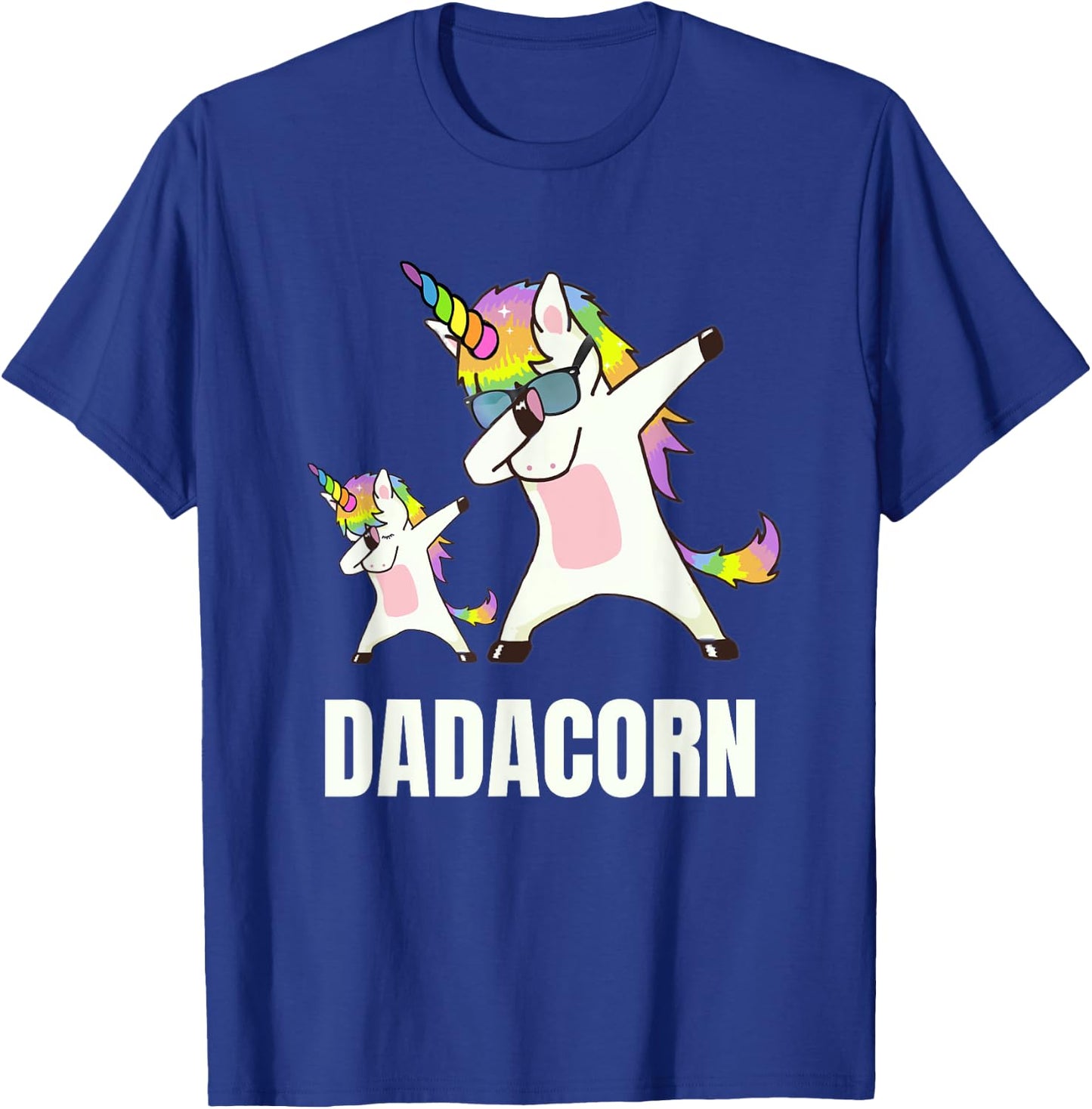 Dadacorn Daddy Unicorn Funny Dabbing Unicorn Dad and Baby T-Shirt - T-Shirt | Royal