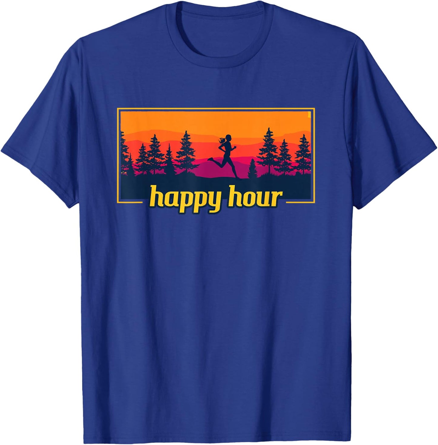 Happy Hour Running Woman Running Runner T-Shirt - T-Shirt | Royal