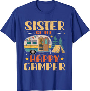 Sister of Happy Camper 1st Birthday Party Retro Sister T-Shirt - T-Shirt | Royal