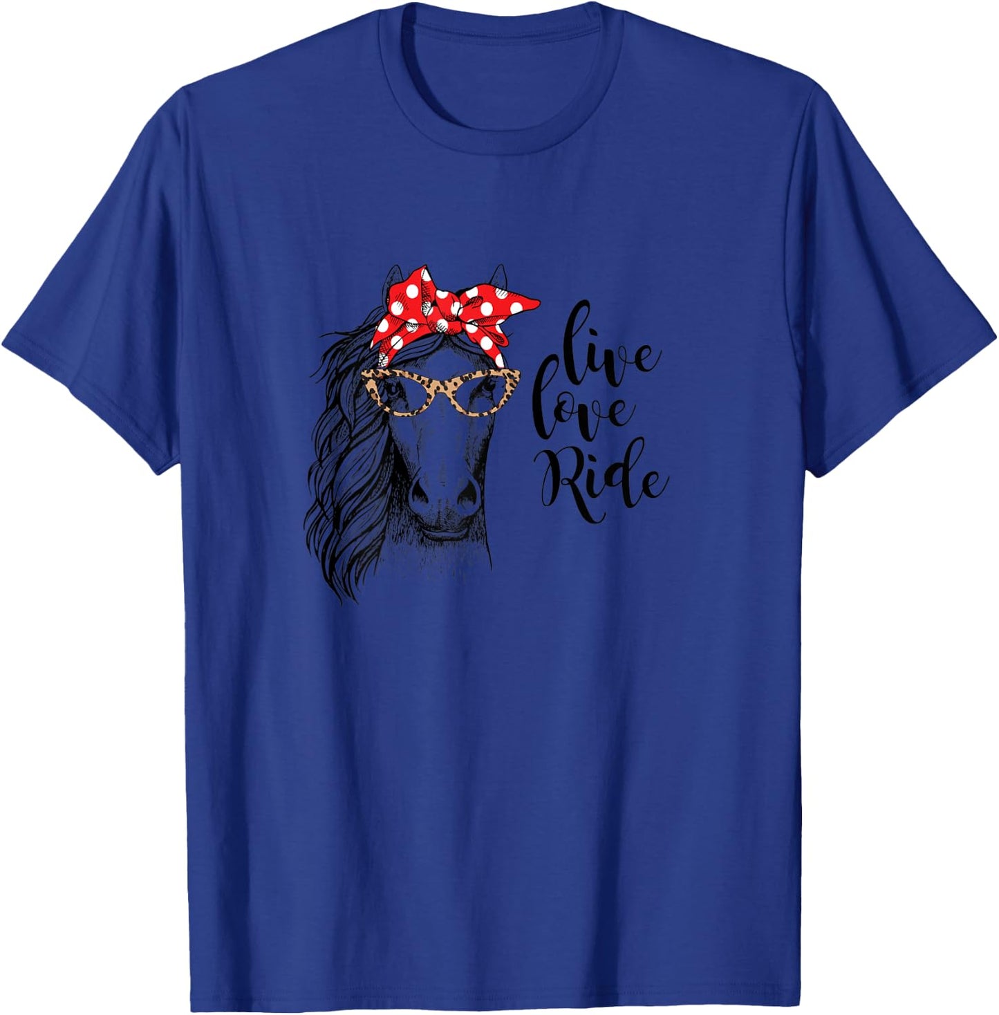 Fun Horseback Riding Shirt Live Love Ride Horse with Bow 2XL T-Shirt - T-Shirt | Royal