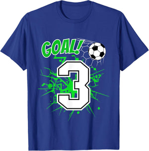 Boy 3 Years Old Kids 3rd Soccer Birthday Ball Theme T-Shirt - T-Shirt | Royal
