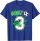 Boy 3 Years Old Kids 3rd Soccer Birthday Ball Theme T-Shirt - T-Shirt | Royal