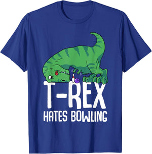 Funny T-Rex Hates Bowling Gym Short Arms Dino Lover TRex T-Shirt - T-Shirt | Royal