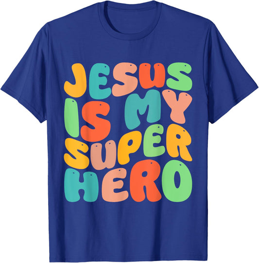 Jesus Is My Superhero Christian Religious T-Shirt - T-Shirt | Royal