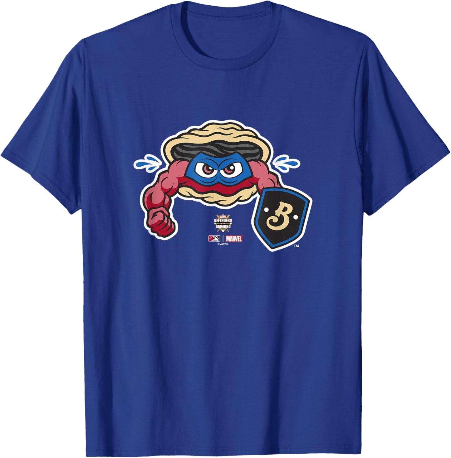 Marvel x MiLB Defenders Of The Diamond Biloxi Shuckers Logo T-Shirt - T-Shirt | Royal
