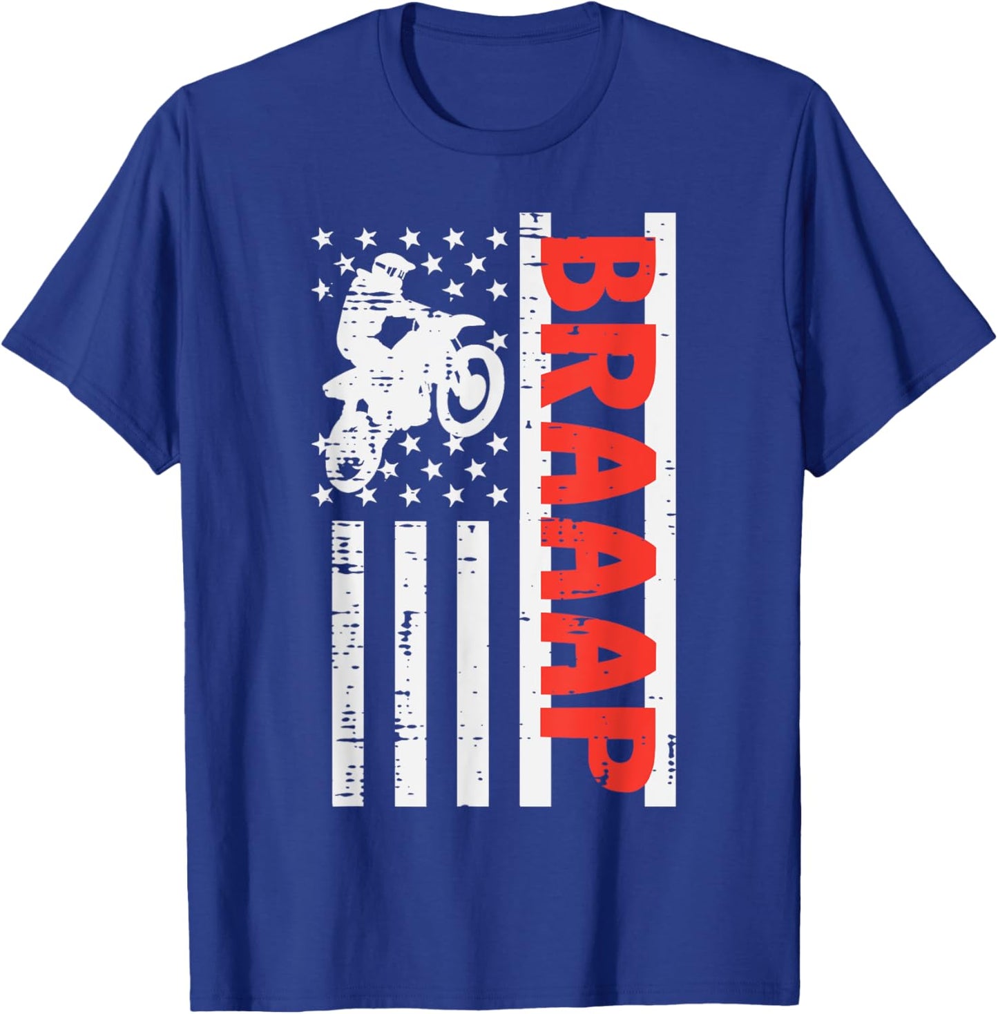 Dirt Bike Braaap US Flag Motocross Men Women Boys Kids T-Shirt - T-Shirt | Royal