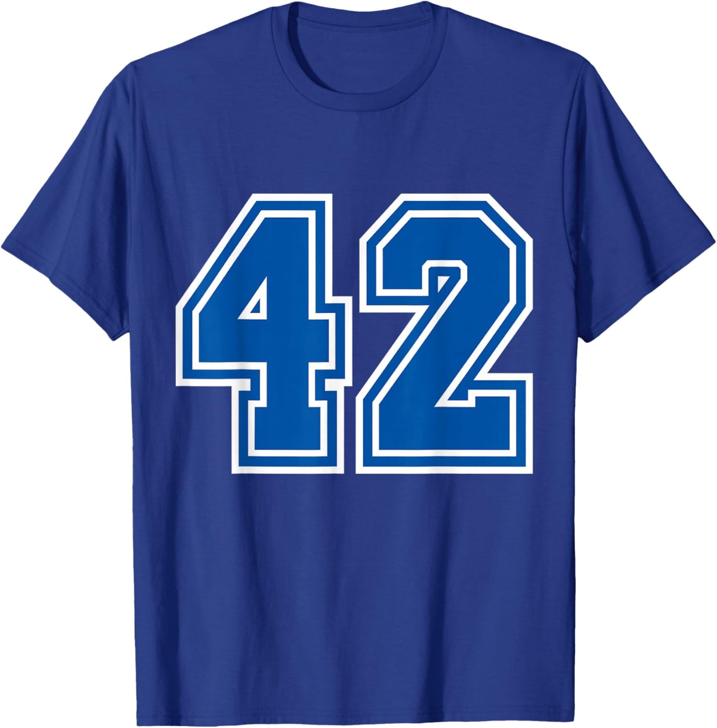 Number #42 Blue Sports Team Varsity Number T-Shirt - T-Shirt | Royal
