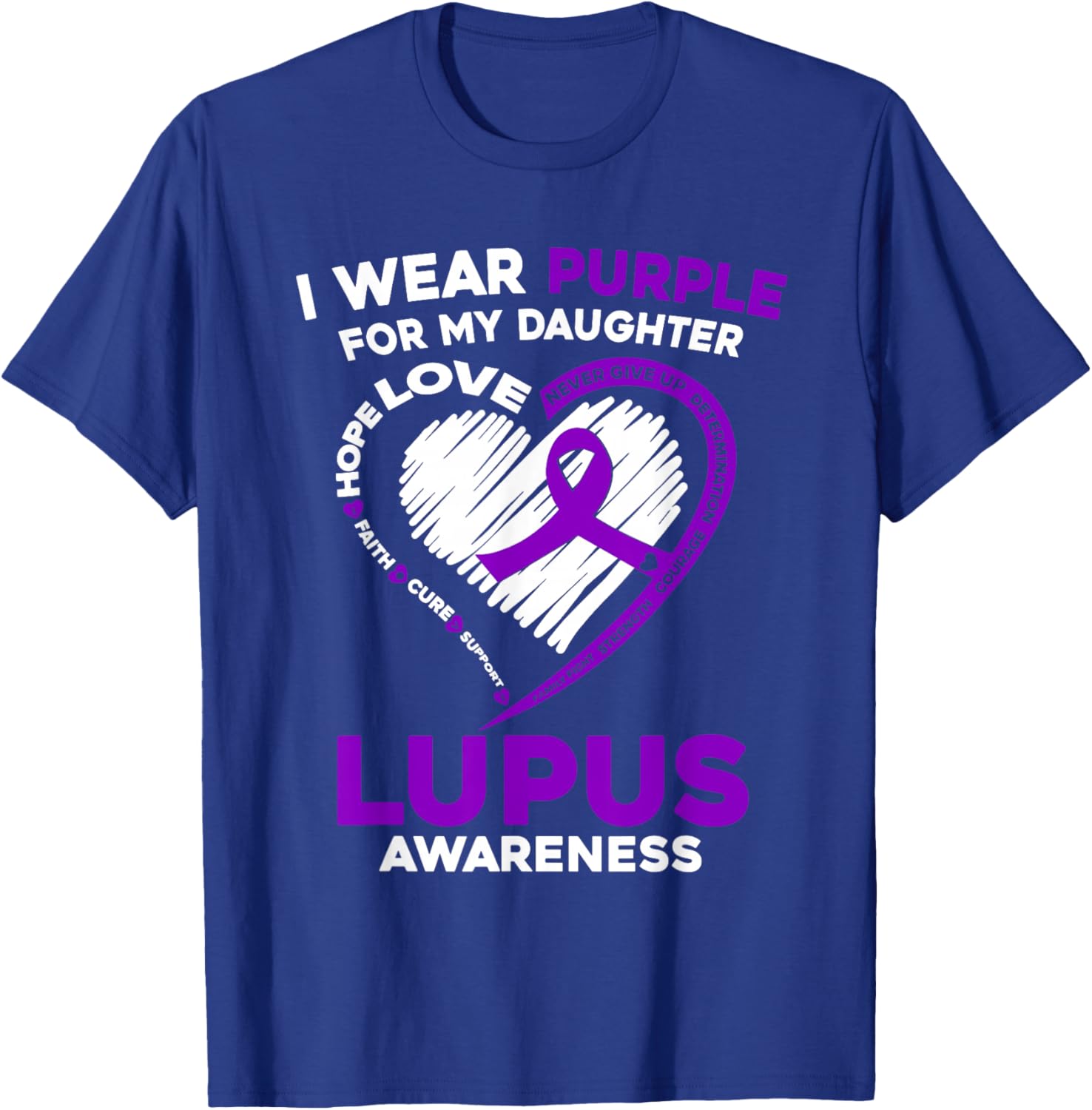 Lupus Awareness I Wear Purple For My Daughter Purple Ribbon T-Shirt - T-Shirt | Royal