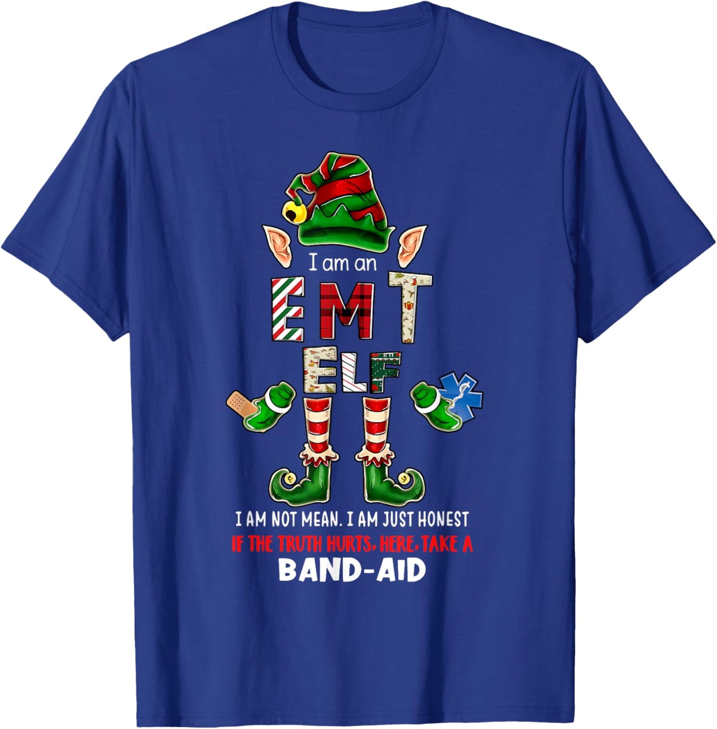 EMT Elf Paramedic Christmas Emergency Medical Nurse T-Shirt - T-Shirt | Royal
