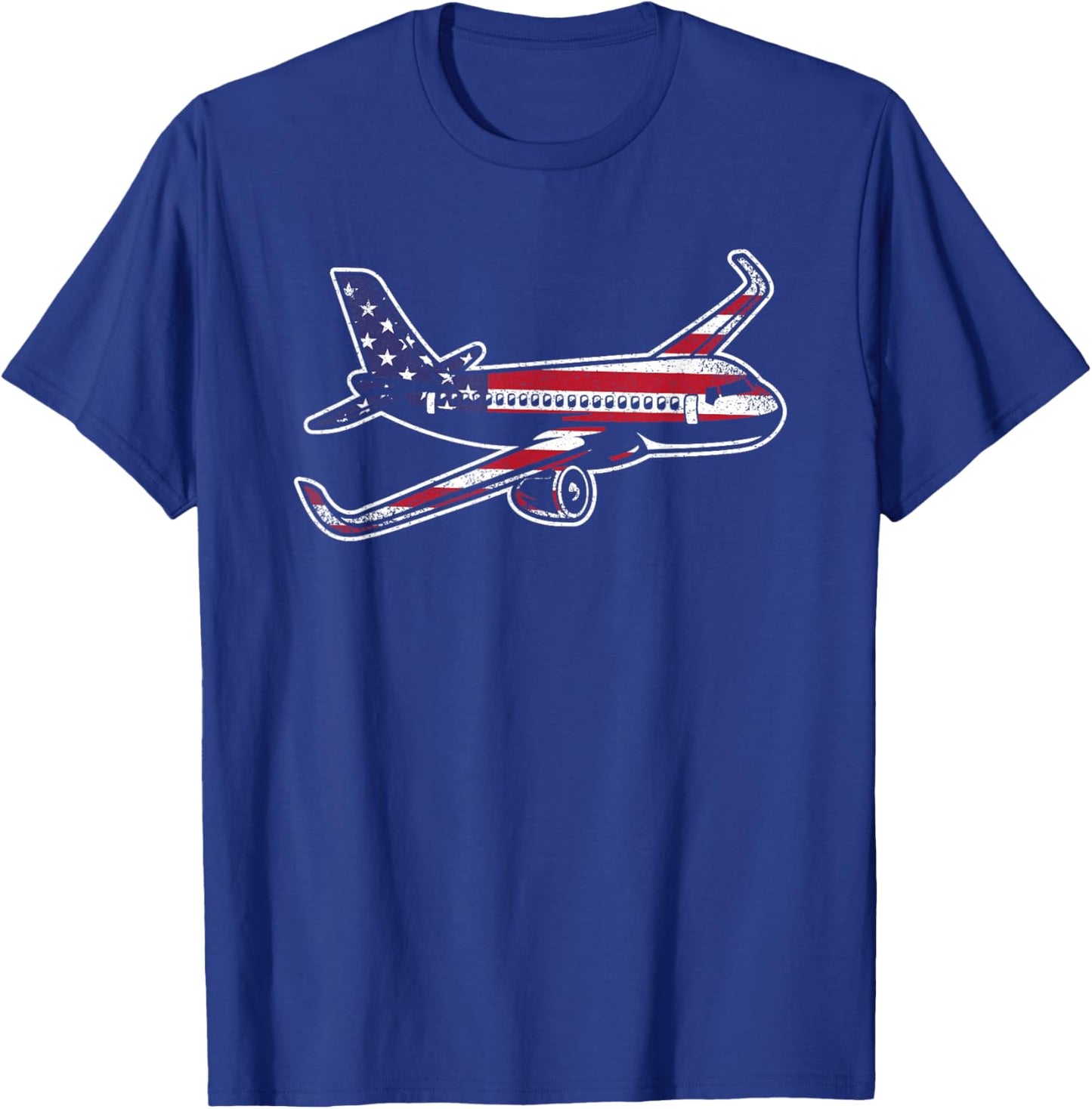 Vintage Fly Planes Airplane American Flag Pilot Aviation T-Shirt - T-Shirt | Royal