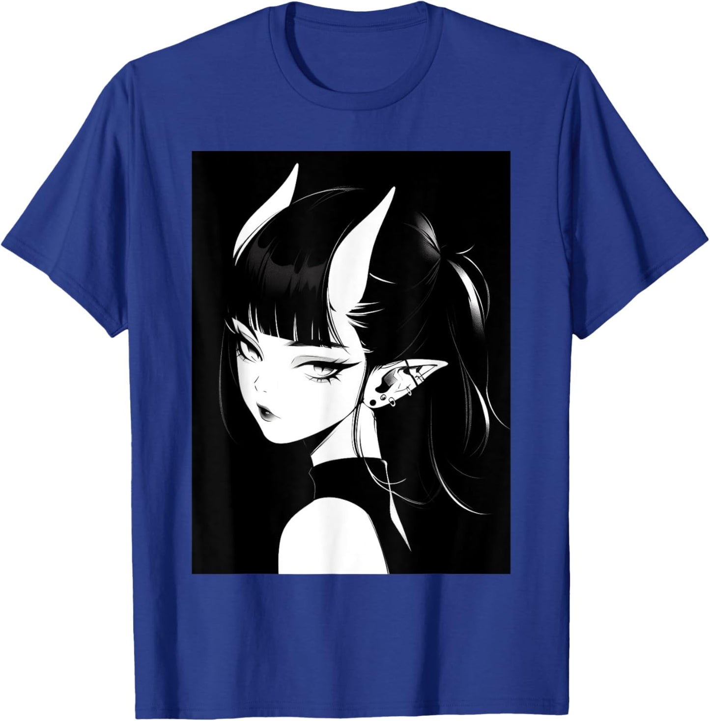 Anime Girl Horns Soft Grunge Waifu Gothic Girl T-Shirt - T-Shirt | Royal