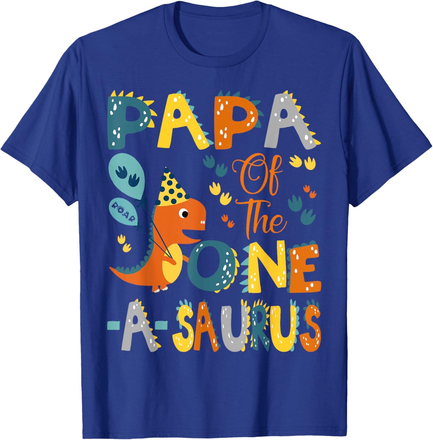 Papa Of The One-A-Saurus 1St Birthday Dinosaur Party T-Shirt - T-Shirt | Royal